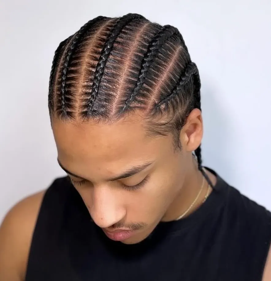 Men's straight-back cornrow braids